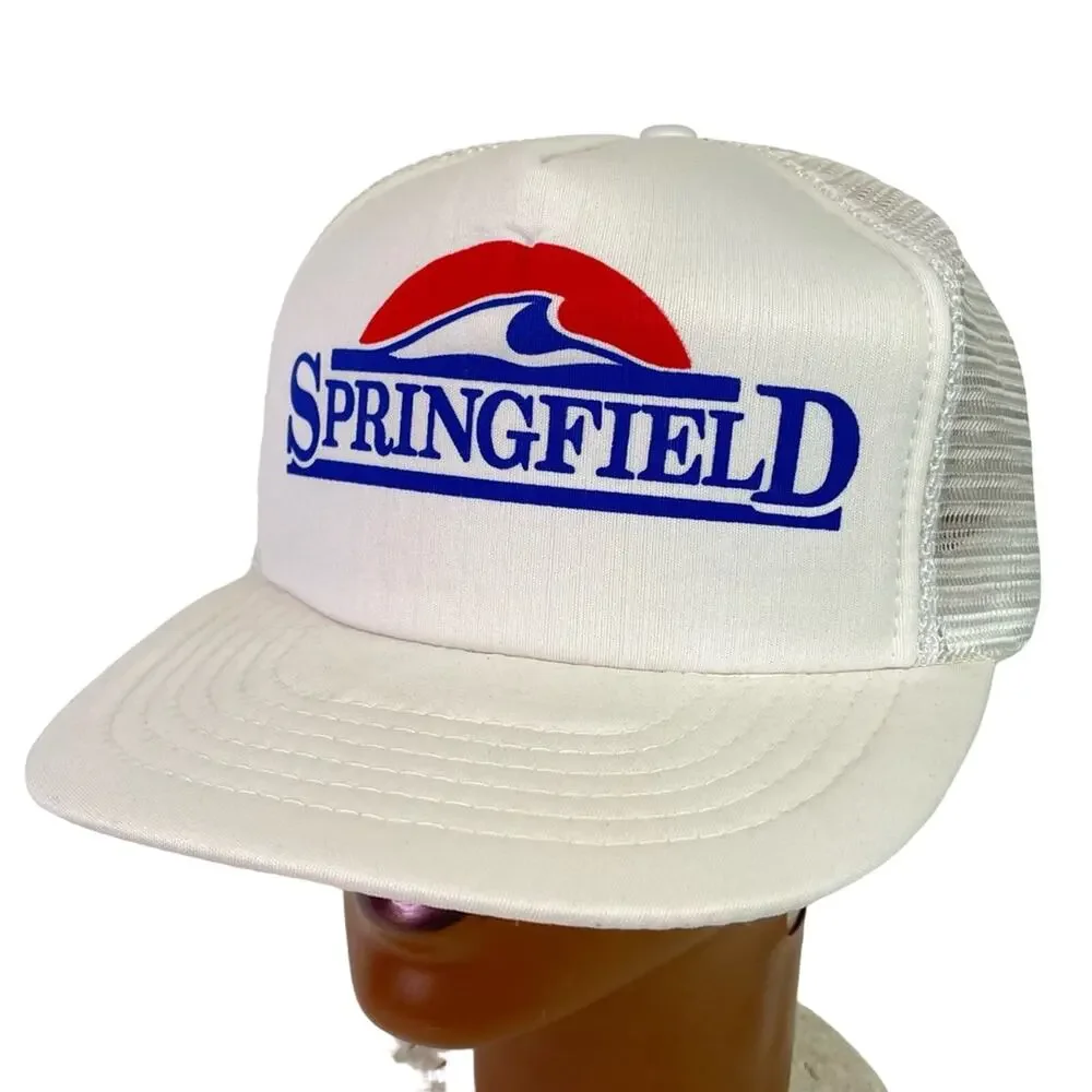 Springfield Vintage Trucker Hat Cap White 80s Retro Mesh Snap Back